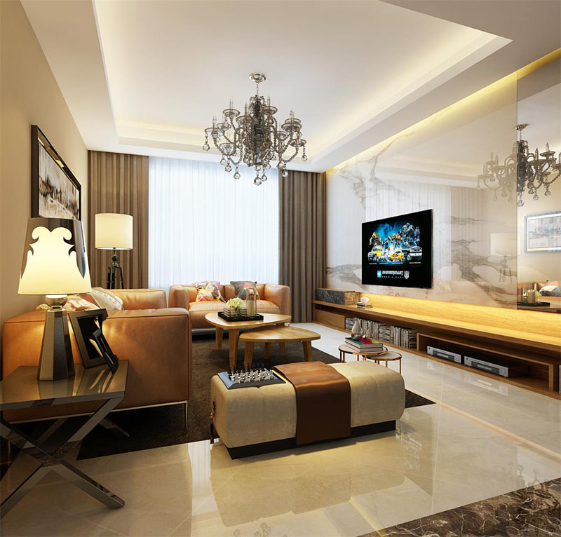 融創(chuàng)中心100平米一室兩廳現(xiàn)代現(xiàn)代風格裝修效果圖